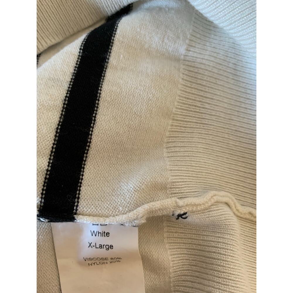 black stripe on off white 1/4 button sweater size xl womens - Picture 2 of 6